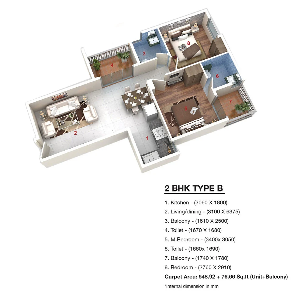 Aashiyara-Phase2-FloorPlan-2BHK-TypeB