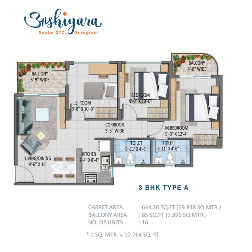 Aashiyara-Phase2-FloorPlan-3BHK-TypeA