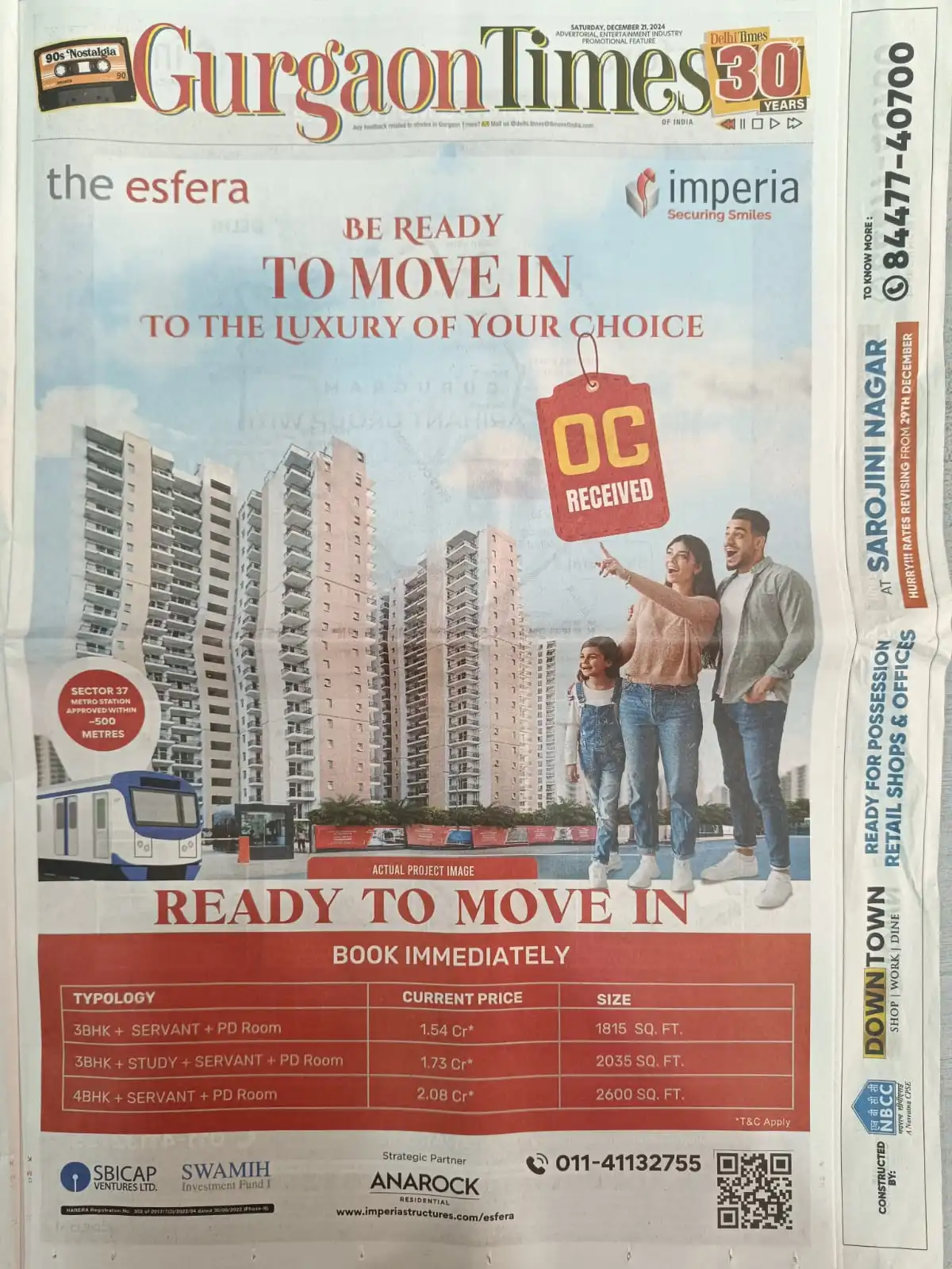 21-12-2024-Gurgaon Times Esfera-2 Jacket Ads